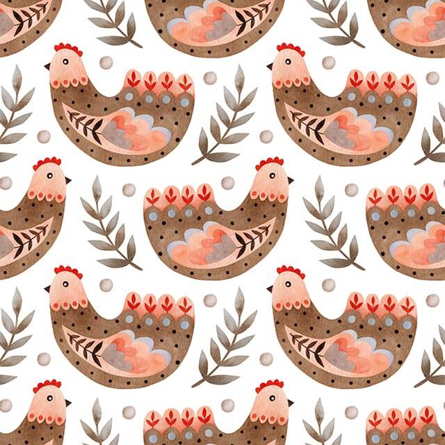 Beautiful Folk Hens Cotton Curtain Fabric in Latte color for home decor