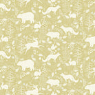 Forest Friends Linen Curtain Fabric - Olive in a nature-inspired olive green shade with adorable animal print, perfect for a cozy and rustic home decor theme