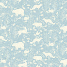 Forest Friends Linen Curtain Fabric - Sky Blue with adorable woodland animal print, perfect for kids' room decor