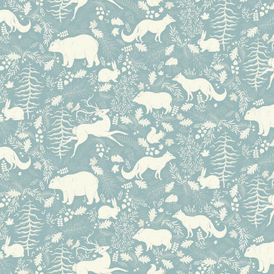 Forest Friends Linen Curtain Fabric - Wedgewood in a beautiful nature-inspired print, perfect for a cozy and inviting living space