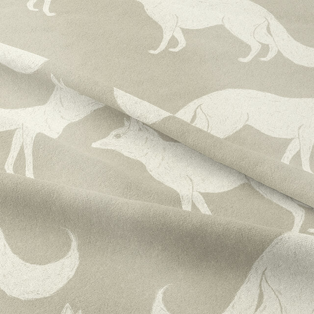Close-up of Foxy Linen Curtain Fabric - Parchment texture and natural color