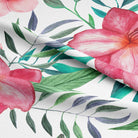 Close-up of Freesia Cotton Curtain Fabric - Red, showing its soft texture and rich color