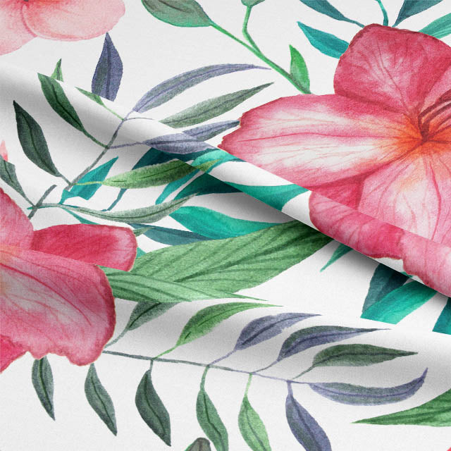 Close-up of Freesia Cotton Curtain Fabric - Red, showing its soft texture and rich color