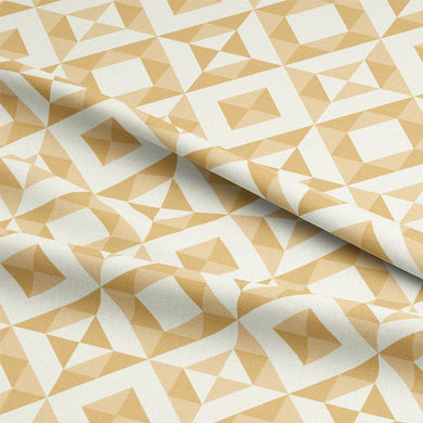 Modern and stylish beige cotton curtain fabric with geometric design