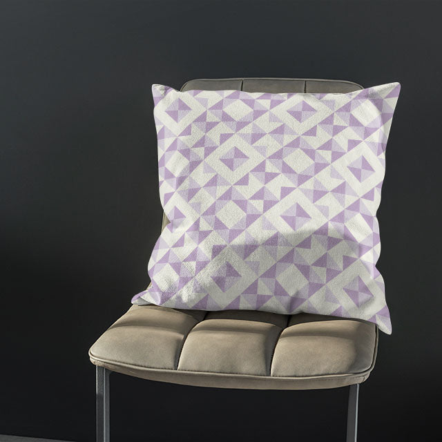 Lilac Geometry Cotton Curtain Fabric hanging beautifully, enhancing the decor