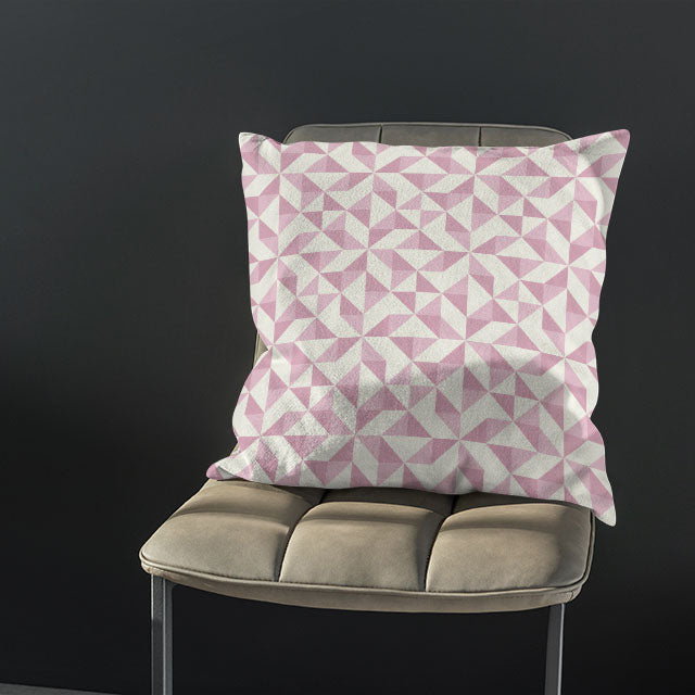 High-quality mauve cotton fabric with modern geometric design for drapes