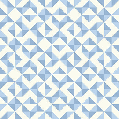 Geometry Cotton Curtain Fabric - Sky, a light and airy blue fabric with geometric patterns perfect for window treatments and home decor 