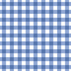 Gingham check cotton curtain fabric in blue with white stripes