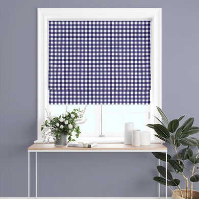 Classic and timeless navy gingham check curtain fabric