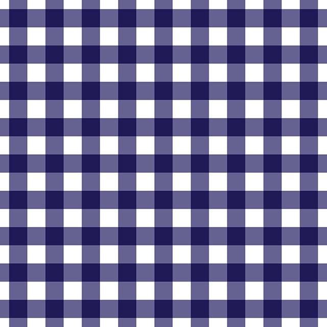 Gingham Check Cotton Curtain Fabric in Navy Blue