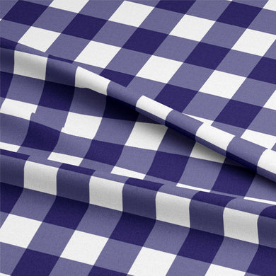 High-quality navy gingham check cotton fabric for curtains