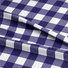 High-quality navy gingham check cotton fabric for curtains