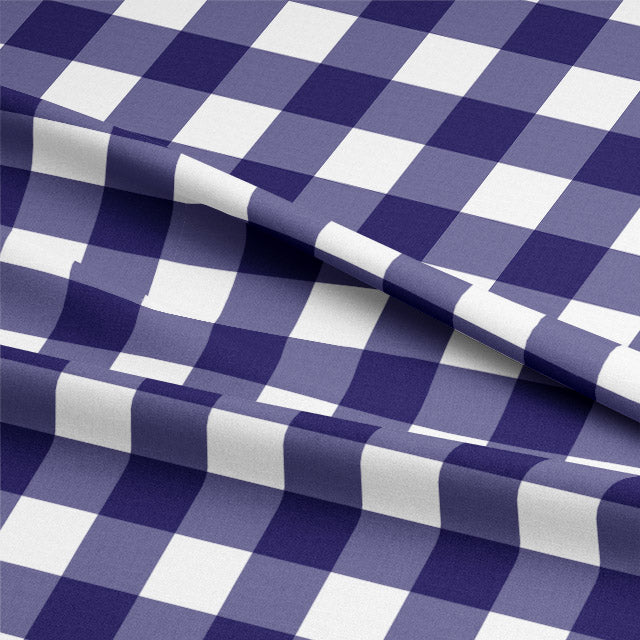 High-quality navy gingham check cotton fabric for curtains
