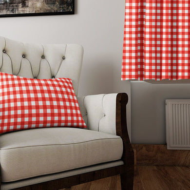 Elegant and durable red gingham check cotton fabric for curtains