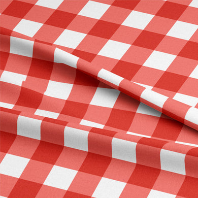 High-quality cotton fabric with classic gingham check pattern in red