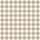 Gingham Check Cotton Curtain Fabric - Taupe in a natural light setting