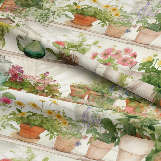 Close-up of Greenhouse Cotton Curtain Fabric, featuring natural texture and color
