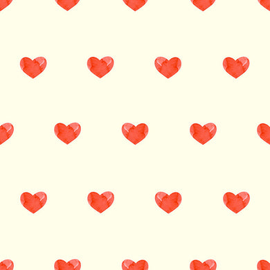 Hearts Cotton Curtain Fabric - Red with intricate heart pattern and vibrant red color