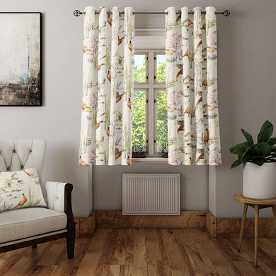 Highland Pheasants Cotton Curtain Fabric - Spring perfect for adding a touch of nature to your home decor