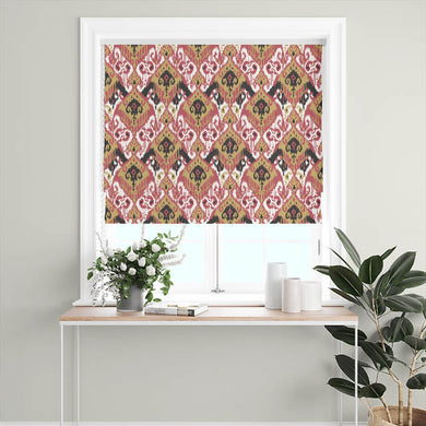 Beautiful Salsa-colored Ikat Cotton Curtain Fabric with intricate design