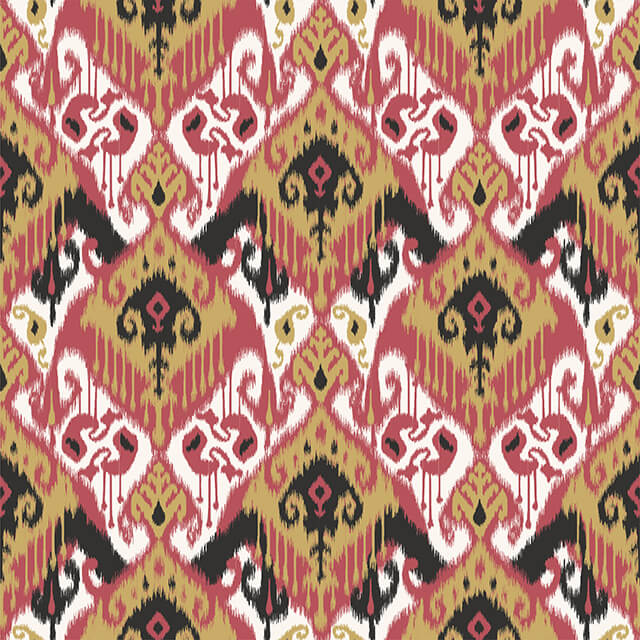 Ikat Cotton Curtain Fabric - Salsa with Red and Orange Geometric Patterns