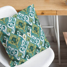 Teal Ikat Cotton Fabric for Draperies and Home Décor with Vibrant Color