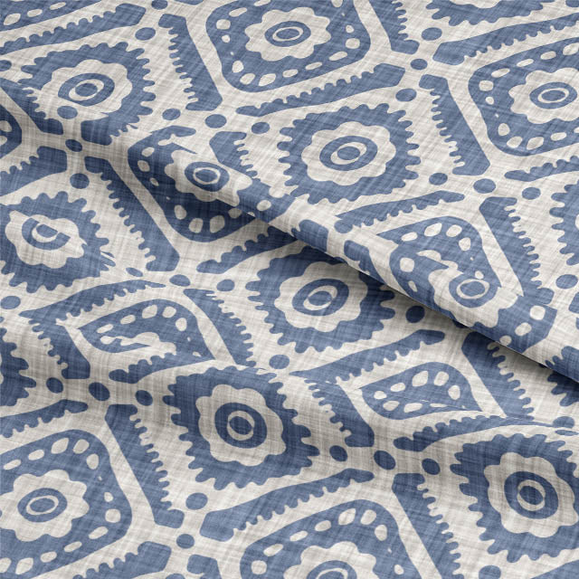 Blue Ive Cotton Curtain Fabric with Soft Texture and Elegant Design