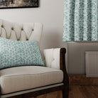 Teal Jodhpur Linen Curtain Fabric hanging in a stylish living room, adding a touch of sophistication