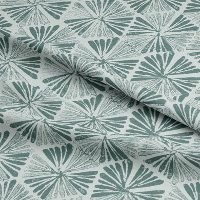  Close-up of Jodhpur Linen Curtain Fabric in Teal, showing texture and color