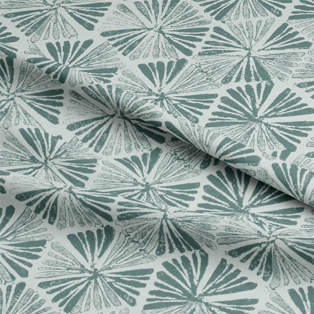 Close-up of Jodhpur Linen Curtain Fabric in Teal, showing texture and color