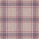 Katrine Plaid Linen Curtain Fabric in Amethyst color draped over a window
