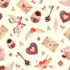 Key To My Heart Cotton Curtain Fabric - Red hanging in a cozy living room with natural light