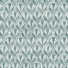 Kota Linen Curtain Fabric - Teal swatch draped over window in elegant home interior