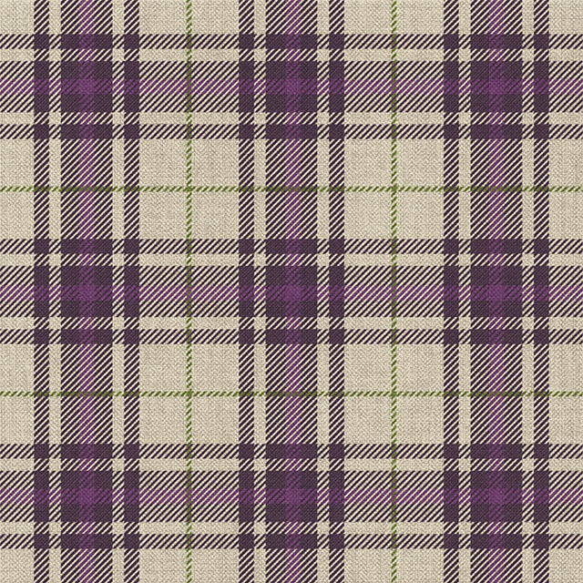 Langaid Plaid Linen Curtain Fabric - Aubergine with textured pattern and rich purple color