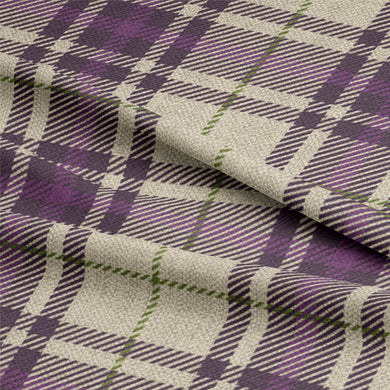 Luxurious Langaid Plaid Linen Curtain Fabric in deep aubergine shade
