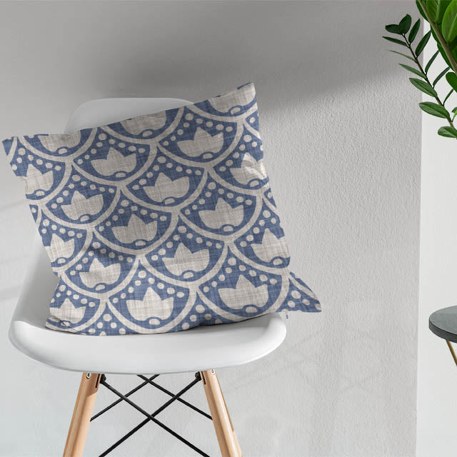 Interior design using Lanivet Cotton Curtain Fabric - Blue for a modern look