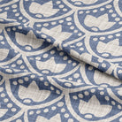 Close up of Lanivet Cotton Curtain Fabric - Blue texture and color