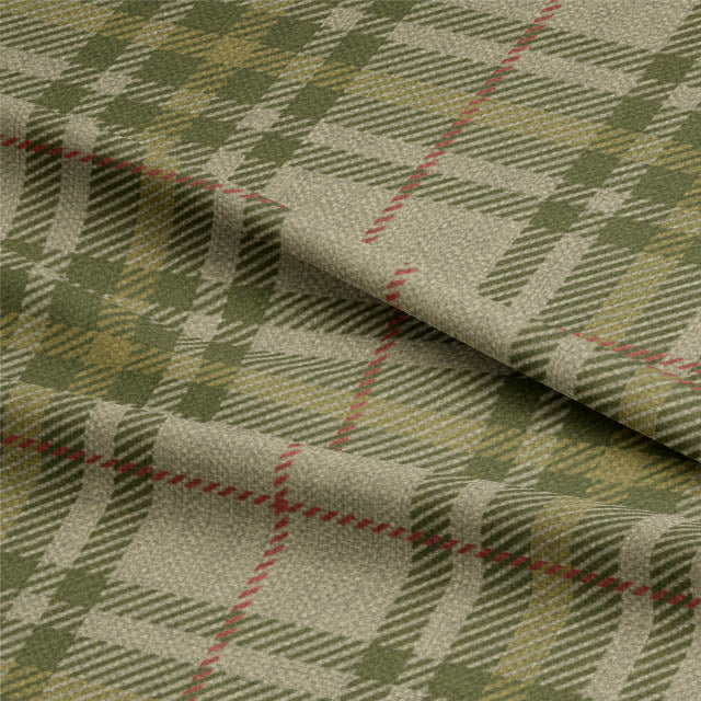 Close-up of Juniper colored linen curtain fabric with a subtle plaid pattern