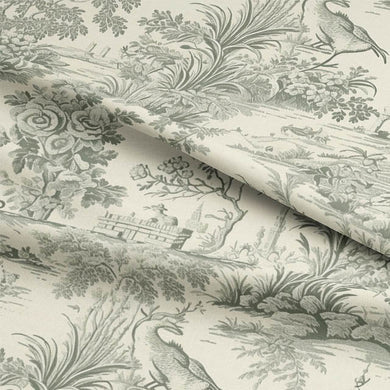Close up of Lille Toile Linen Curtain Fabric - Grey