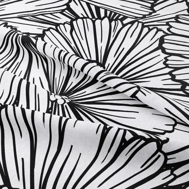 High-quality Limpit Cotton Curtain Fabric featuring a classic black and white design