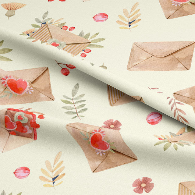 Elegant and Timeless Love Letters Cotton Curtain Fabric - Red