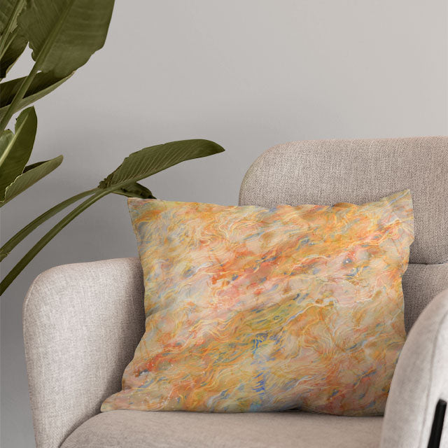 Marble Cotton Curtain Fabric in rich Amber color with elegant texture