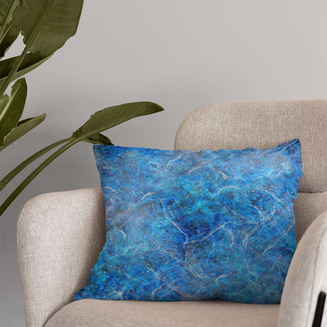 High-quality lapis colored marble cotton curtain fabric with a luxurious texture