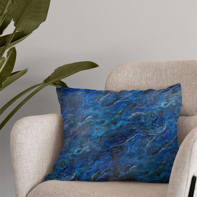 Beautiful sapphire-colored marble cotton curtain fabric, perfect for adding elegance to any room