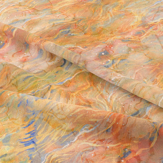 Marble Printed Cotton Curtain Fabric Amber