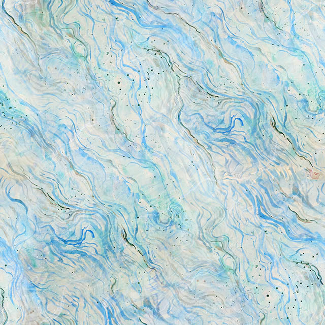 Marble Cotton Curtain Fabric - Topaz in elegant blue and white design