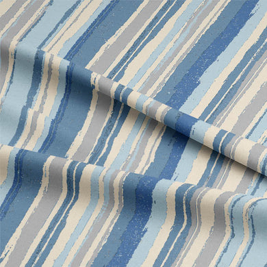 Luxurious Marcella Stripe Cotton Curtain Fabric in Blue, ideal for window treatments