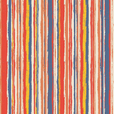 Marcella Stripe Cotton Curtain Fabric in Flame color, perfect for window treatments