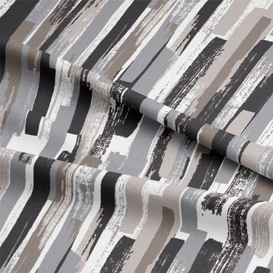 Close-up of textured charcoal Modernism Cotton Curtain Fabric in natural light