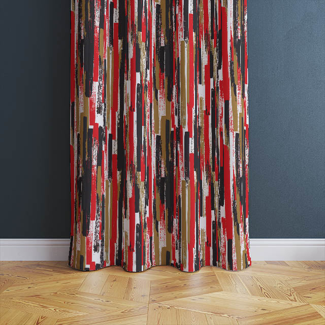  High-Quality Black Red Modernism Cotton Curtain Fabric with Durable and Soft Texture